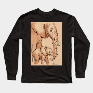 My Mama: Baby Elephant & Mama Watercolor Painting #12 Long Sleeve T-Shirt